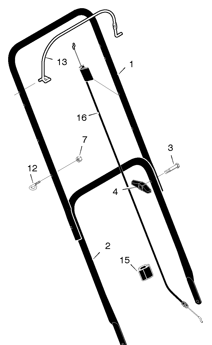 Handle Assembly Diagram and Parts List for 224010X24C 2005 Briggs and Stratton Lawn Mower